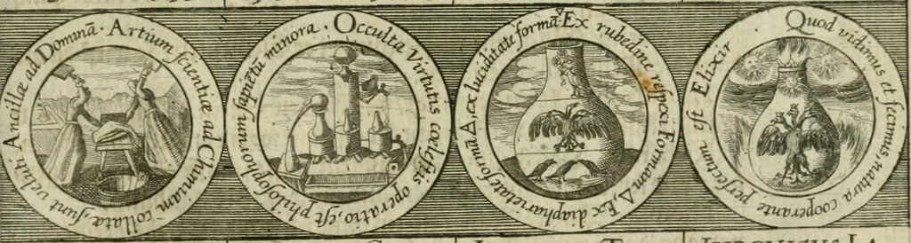 An illustration from Dyas chymica tripartita, das ist, Sechs herzliche deutsche philosophische Tractätlein : deren II. von an jtzo noch im Leben, II. von mitlern Alters, und II. von ältern Philosophis beschrieben Worden : nunmehr aber allen Filiis doctrinae zu Nutz an Tag geben, und mit schönen Figuren gezieret, 1625, leaf 260