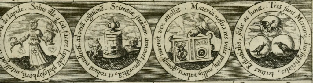 An illustration from Dyas chymica tripartita, das ist, Sechs herzliche deutsche philosophische Tractätlein : deren II. von an jtzo noch im Leben, II. von mitlern Alters, und II. von ältern Philosophis beschrieben Worden : nunmehr aber allen Filiis doctrinae zu Nutz an Tag geben, und mit schönen Figuren gezieret, 1625, leaf 262