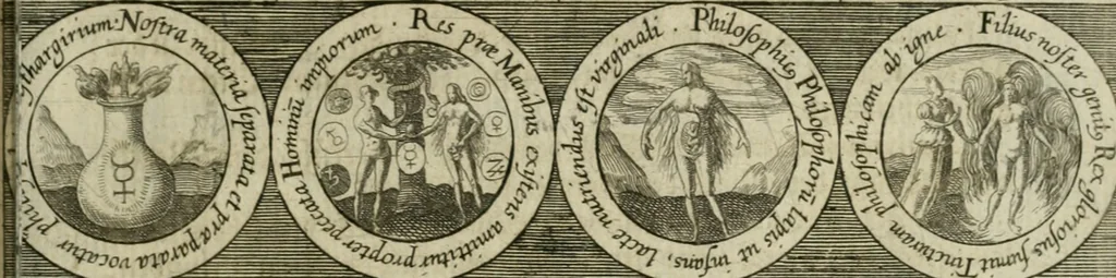 An illustration from Dyas chymica tripartita, das ist, Sechs herzliche deutsche philosophische Tractätlein : deren II. von an jtzo noch im Leben, II. von mitlern Alters, und II. von ältern Philosophis beschrieben Worden : nunmehr aber allen Filiis doctrinae zu Nutz an Tag geben, und mit schönen Figuren gezieret, 1625, leaf 264