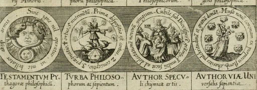 An illustration from Dyas chymica tripartita, das ist, Sechs herzliche deutsche philosophische Tractätlein : deren II. von an jtzo noch im Leben, II. von mitlern Alters, und II. von ältern Philosophis beschrieben Worden : nunmehr aber allen Filiis doctrinae zu Nutz an Tag geben, und mit schönen Figuren gezieret, 1625, leaf 266