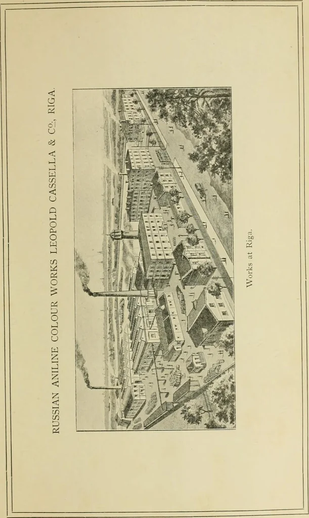 An illustration from The dyeing of cotton and other vegetable fibres with the dyestuffs of Leopold Cassella & Co. Frankfort o. M, 1902, leaf 6