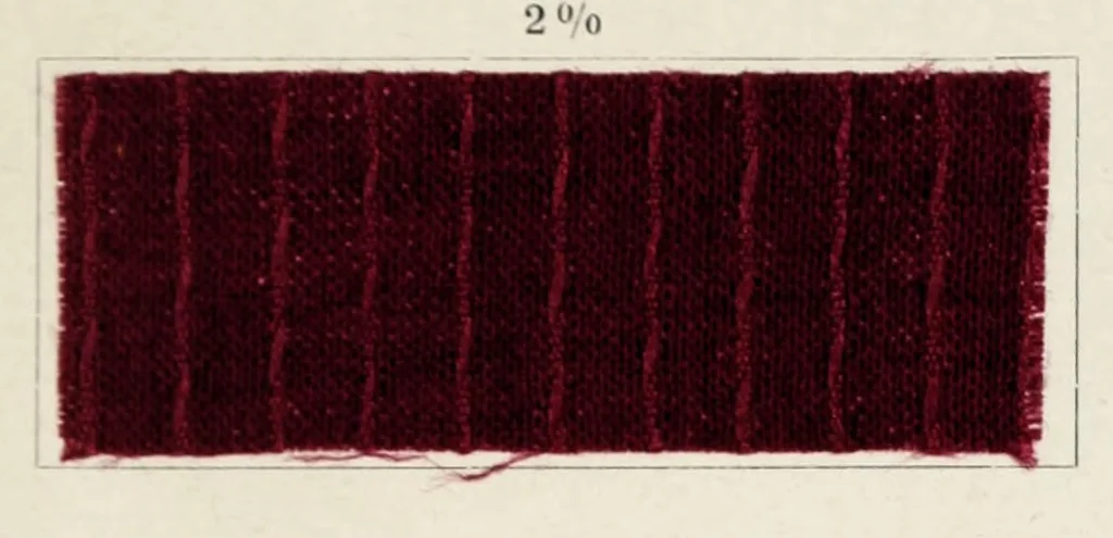 An illustration from The dyeing of mixed fabrics composed of wool and silk : with the dyestuffs of Leopold Cassella & Co., G.m.b.H., Frankfort o.M, American branch, Cassella Color Company, 1906, leaf 21