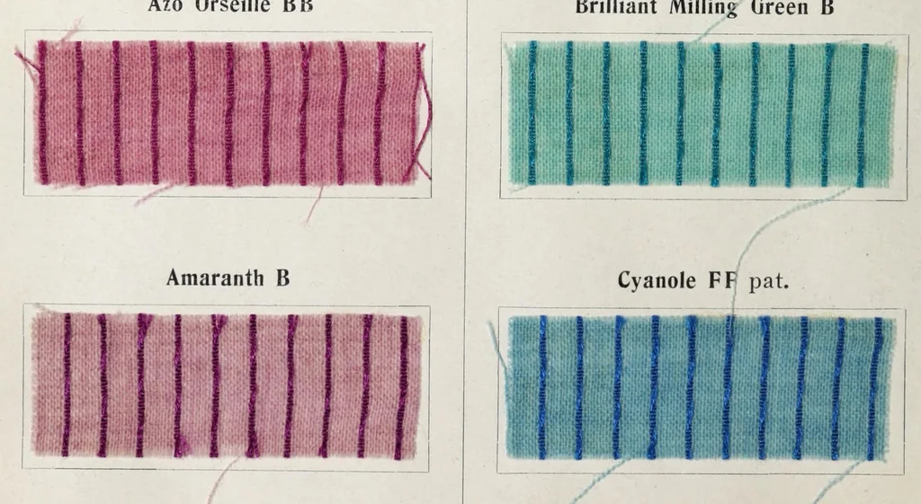An illustration from The dyeing of mixed fabrics composed of wool and silk : with the dyestuffs of Leopold Cassella & Co., G.m.b.H., Frankfort o.M, American branch, Cassella Color Company, 1906, leaf 44