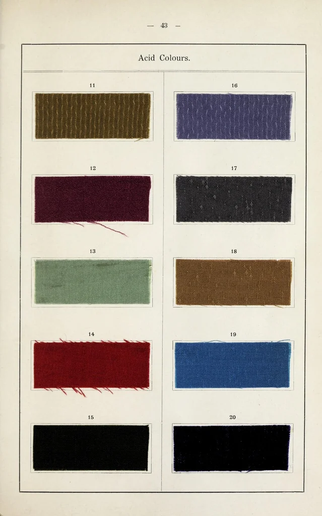 An illustration from The dyeing of mixed fabrics composed of wool and silk : with the dyestuffs of Leopold Cassella & Co., G.m.b.H., Frankfort o.M, American branch, Cassella Color Company, 1906, leaf 55