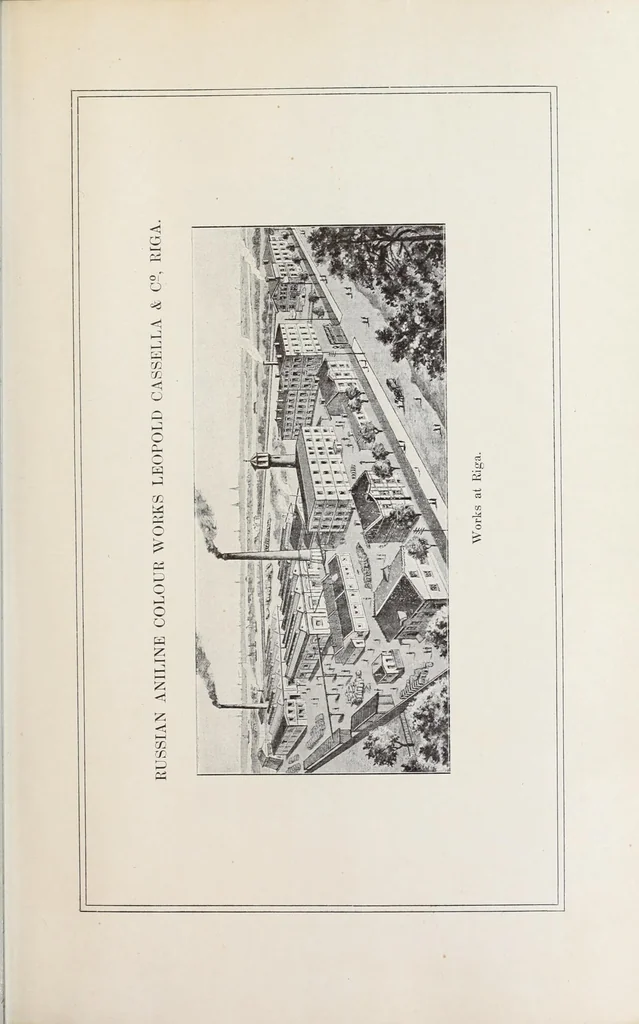 An illustration from The Dyeing of wool including wool-printing : with the dyestuffs of Leopold Cassella & Co., G.m.b.H., Frankfort o. M. : American branch, Cassella Color Company, New York, 1905, leaf 7