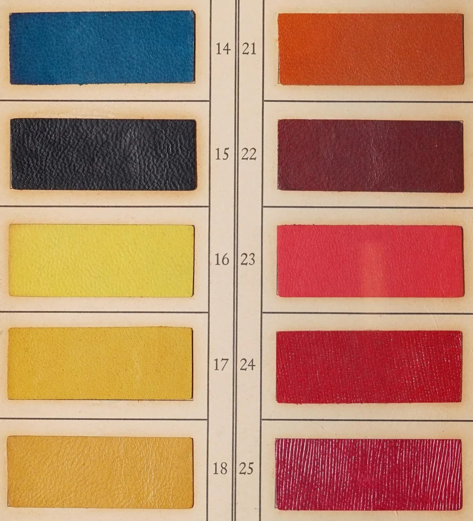 An illustration from Dyes for leather : showing colors which are most suitable to this material and demanded by the trade., 1917, leaf 18