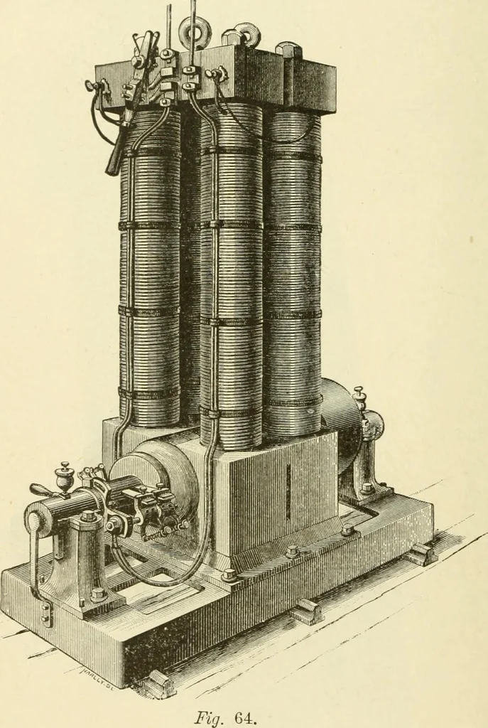 An illustration from Dynamo-electricity: its generation, application, transmission, storage and measurement, 1884, leaf 155
