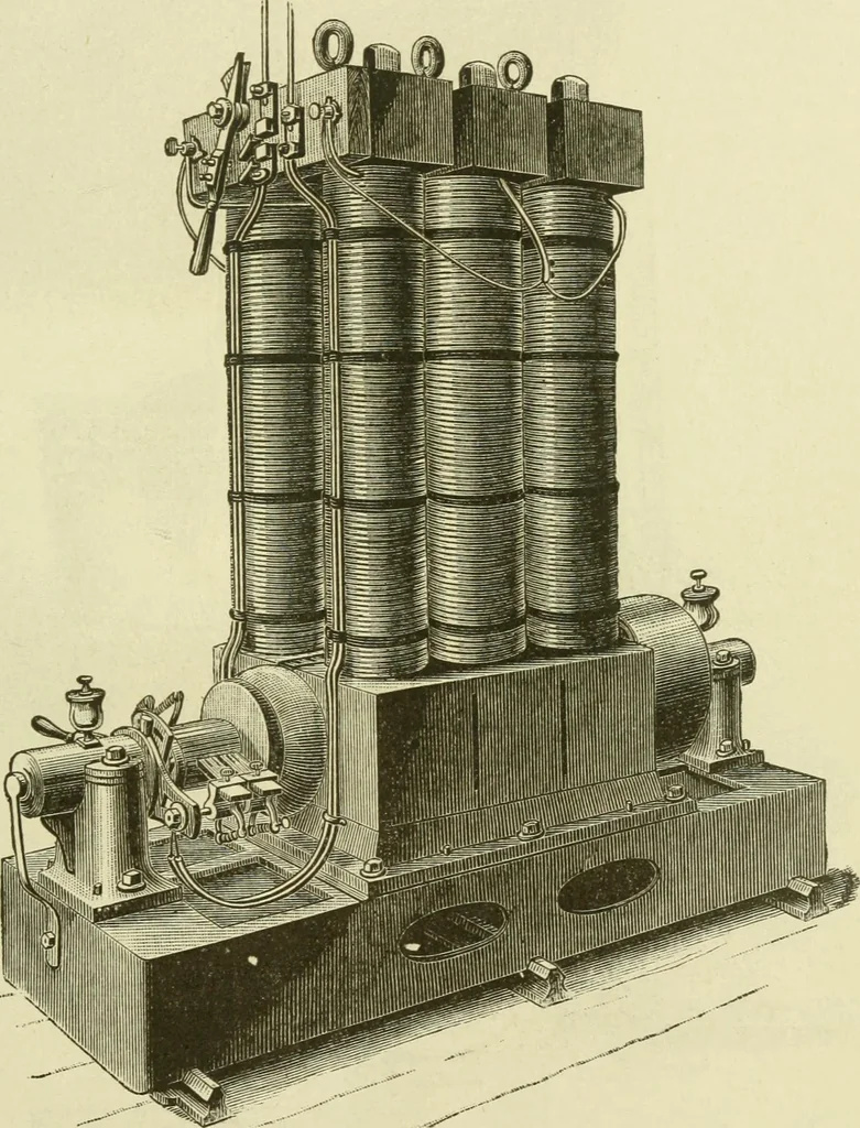 An illustration from Dynamo-electricity: its generation, application, transmission, storage and measurement, 1884, leaf 156