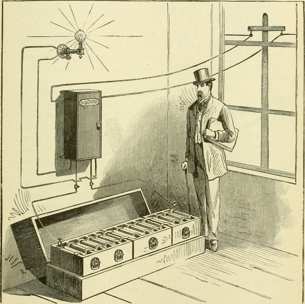 An illustration from Dynamo-electricity: its generation, application, transmission, storage and measurement, 1884, leaf 290
