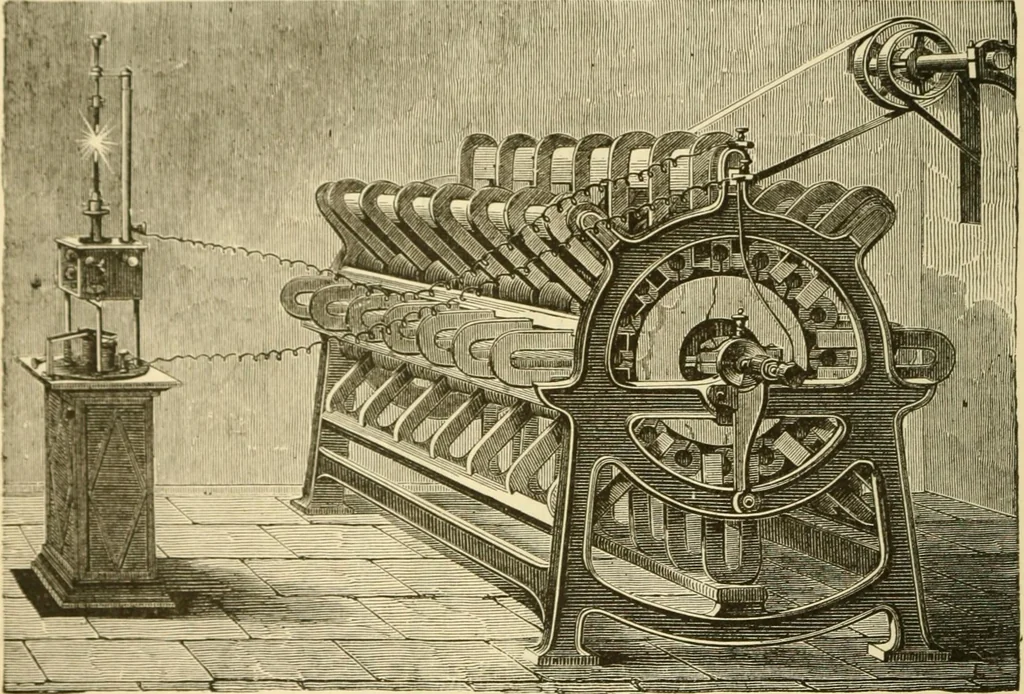 An illustration from Dynamo-electricity: its generation, application, transmission, storage and measurement, 1884, leaf 35