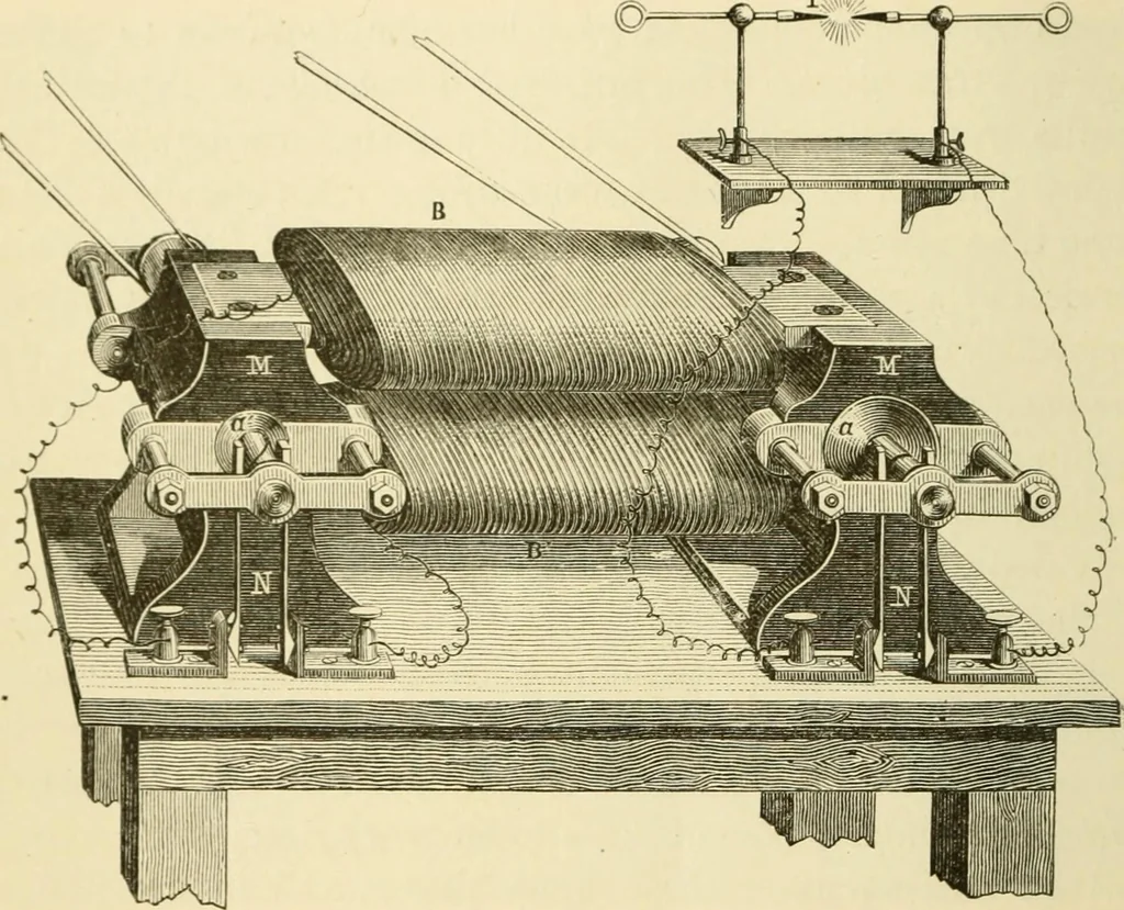 An illustration from Dynamo-electricity: its generation, application, transmission, storage and measurement, 1884, leaf 37