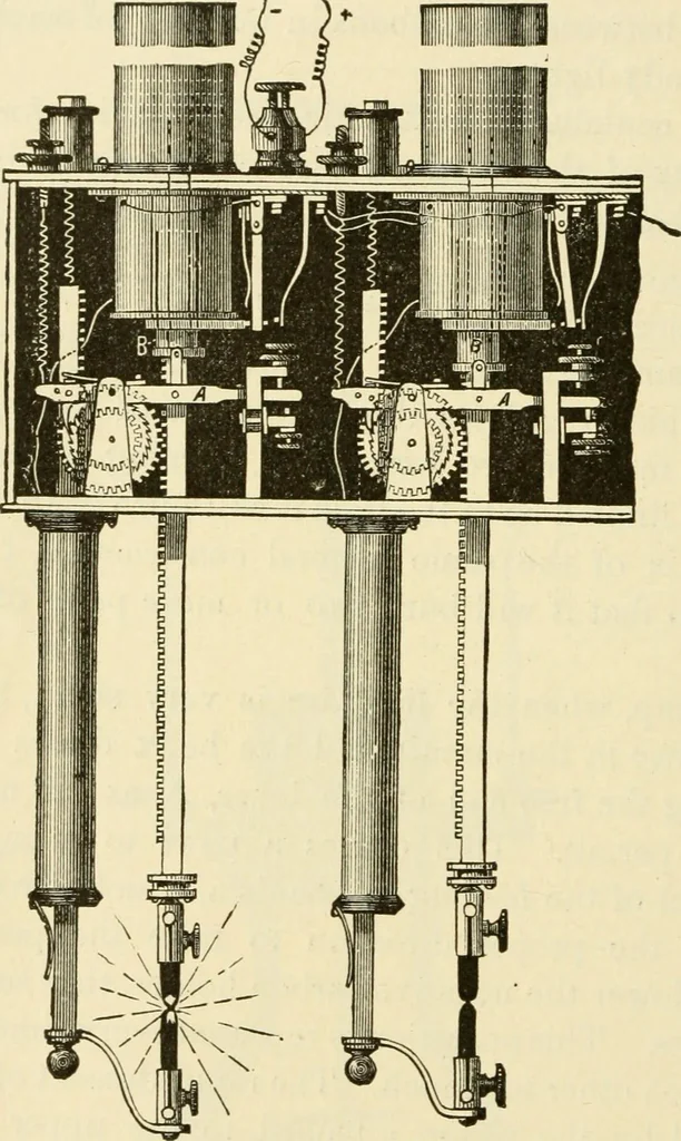 An illustration from Dynamo-electricity: its generation, application, transmission, storage and measurement, 1884, leaf 389