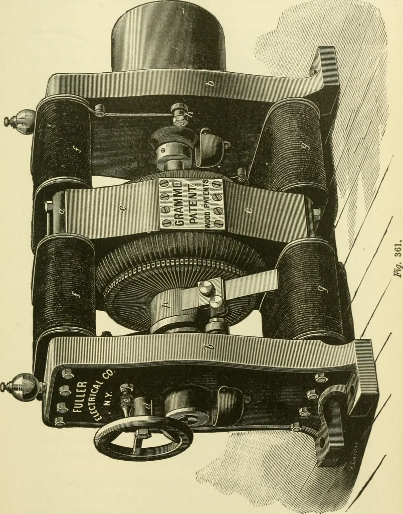 An illustration from Dynamo-electricity: its generation, application, transmission, storage and measurement, 1884, leaf 582