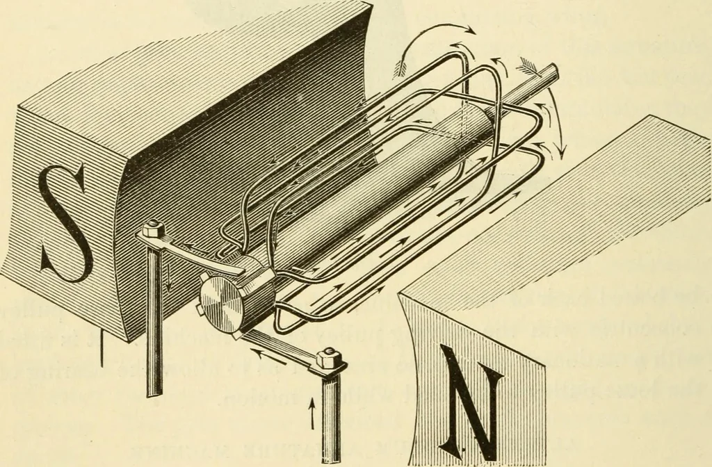 An illustration from Dynamo-electricity: its generation, application, transmission, storage and measurement, 1884, leaf 589