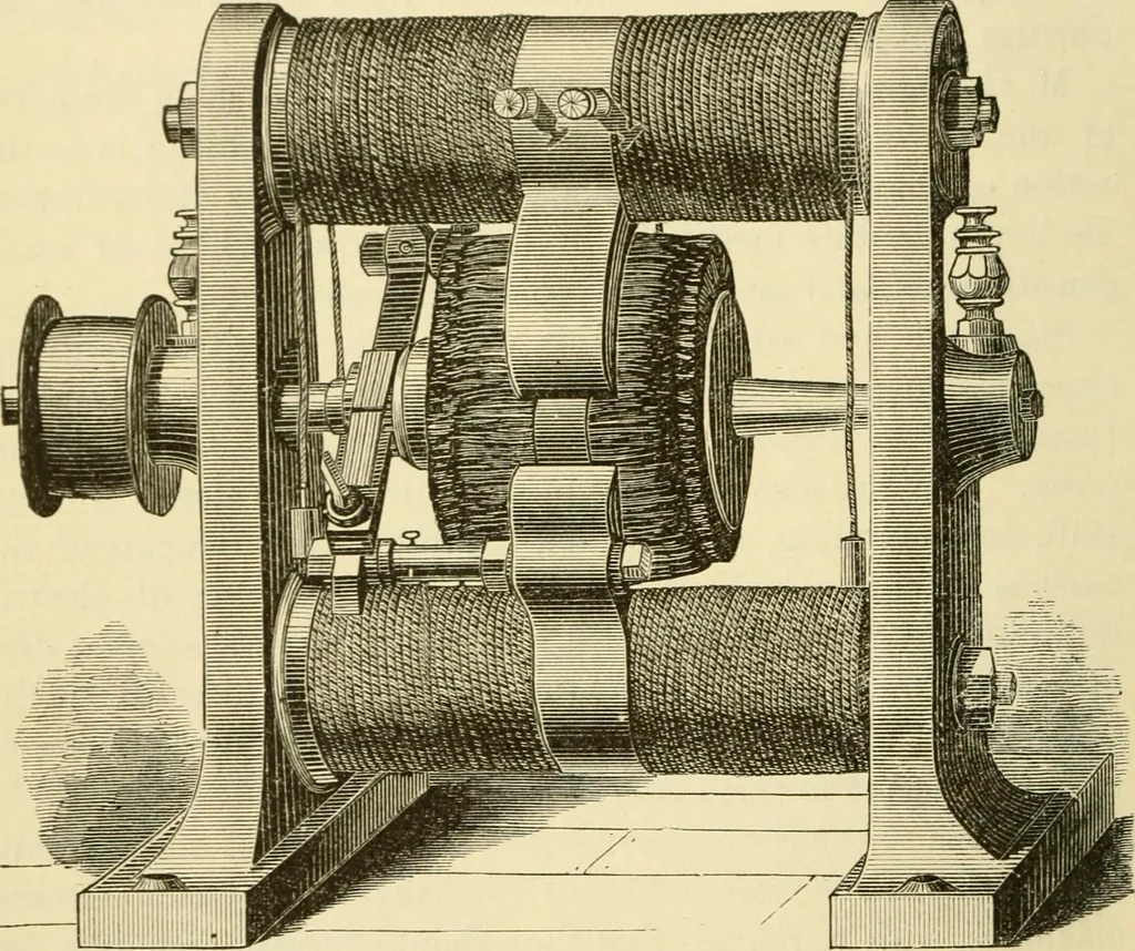 An illustration from Dynamo-electricity: its generation, application, transmission, storage and measurement, 1884, leaf 59