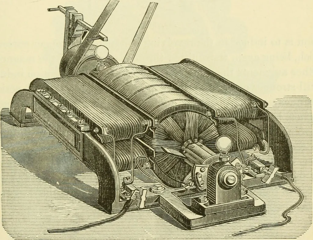 An illustration from Dynamo-electricity: its generation, application, transmission, storage and measurement, 1884, leaf 590