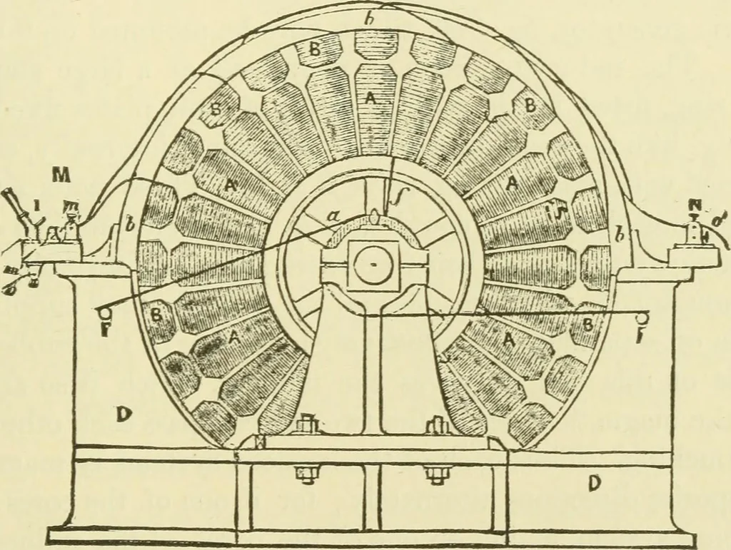 An illustration from Dynamo-electricity: its generation, application, transmission, storage and measurement, 1884, leaf 602