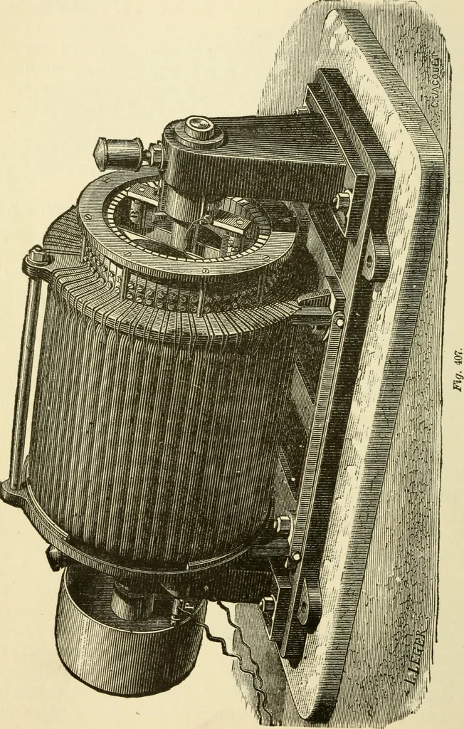 An illustration from Dynamo-electricity: its generation, application, transmission, storage and measurement, 1884, leaf 637