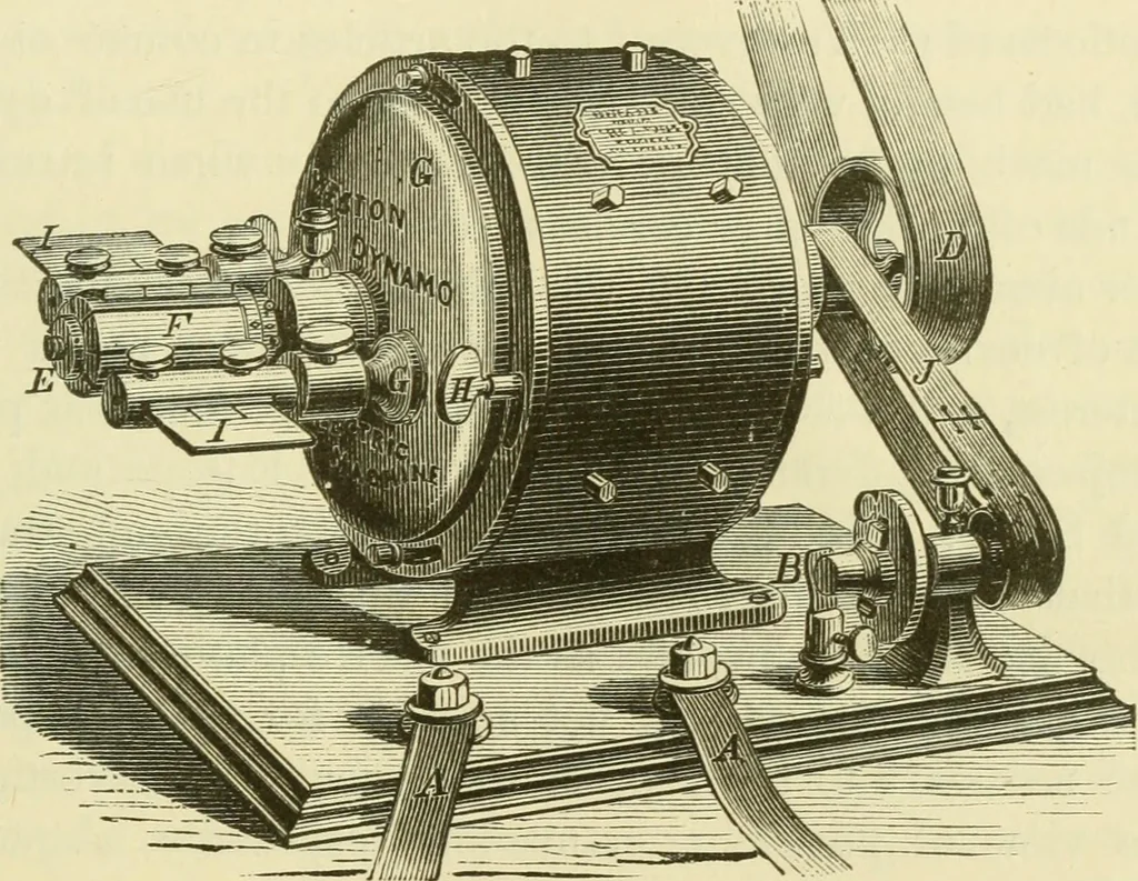 An illustration from Dynamo-electricity: its generation, application, transmission, storage and measurement, 1884, leaf 680