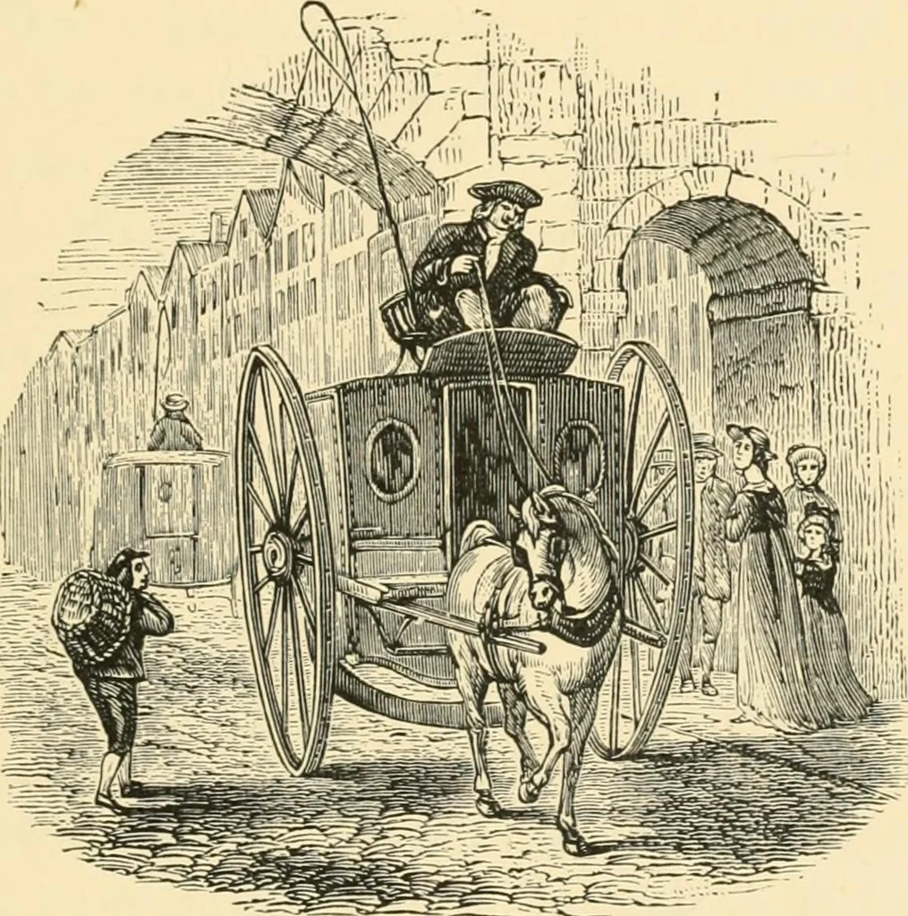 An illustration from Early carriages and roads, 1903, leaf 134