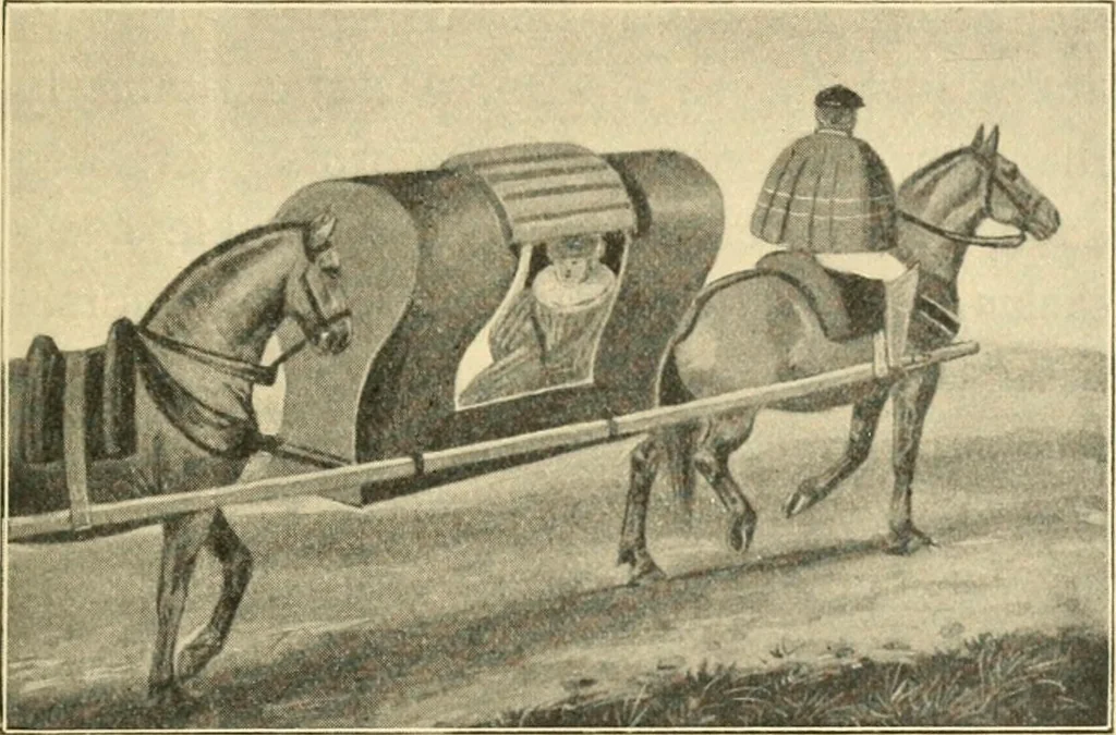 An illustration from Early carriages and roads, 1903, leaf 20