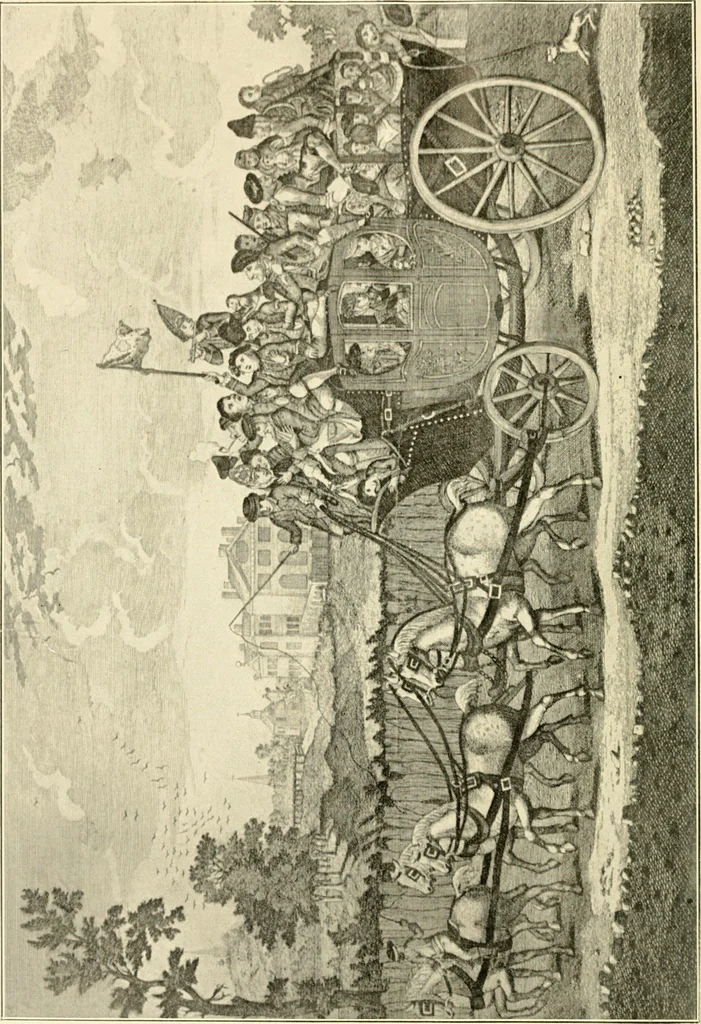 An illustration from Early carriages and roads, 1903, leaf 5
