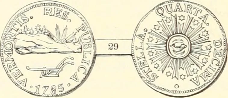 An illustration from The early coins of America and the laws governing their issue : comprising also descriptions of the Washington pieces, the Anglo-American tokens, many pieces of unknown origin, of the seventeenth and eighteenth centuries, and the first patterns of the United States Mint, 1875, leaf 194