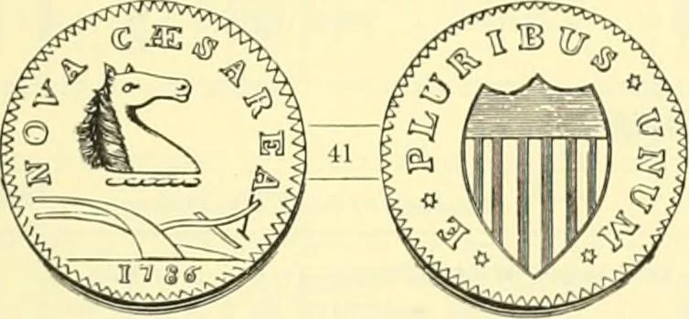 An illustration from The early coins of America and the laws governing their issue : comprising also descriptions of the Washington pieces, the Anglo-American tokens, many pieces of unknown origin, of the seventeenth and eighteenth centuries, and the first patterns of the United States Mint, 1875, leaf 301