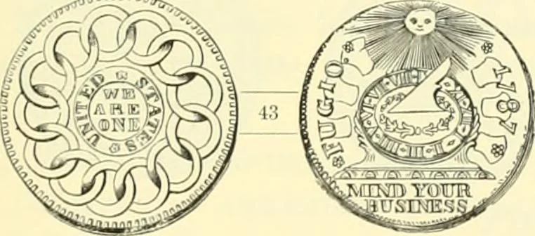 An illustration from The early coins of America and the laws governing their issue : comprising also descriptions of the Washington pieces, the Anglo-American tokens, many pieces of unknown origin, of the seventeenth and eighteenth centuries, and the first patterns of the United States Mint, 1875, leaf 319
