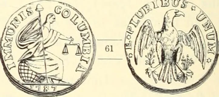 An illustration from The early coins of America and the laws governing their issue : comprising also descriptions of the Washington pieces, the Anglo-American tokens, many pieces of unknown origin, of the seventeenth and eighteenth centuries, and the first patterns of the United States Mint, 1875, leaf 340