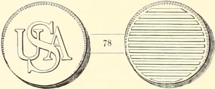 An illustration from The early coins of America and the laws governing their issue : comprising also descriptions of the Washington pieces, the Anglo-American tokens, many pieces of unknown origin, of the seventeenth and eighteenth centuries, and the first patterns of the United States Mint, 1875, leaf 356