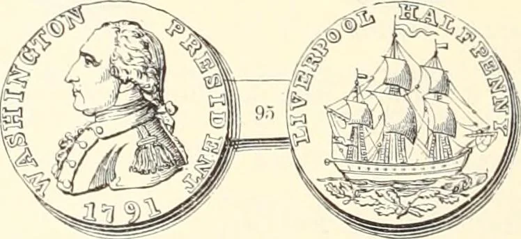 An illustration from The early coins of America and the laws governing their issue : comprising also descriptions of the Washington pieces, the Anglo-American tokens, many pieces of unknown origin, of the seventeenth and eighteenth centuries, and the first patterns of the United States Mint, 1875, leaf 378