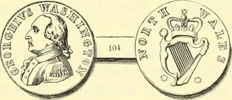 An illustration from The early coins of America and the laws governing their issue : comprising also descriptions of the Washington pieces, the Anglo-American tokens, many pieces of unknown origin, of the seventeenth and eighteenth centuries, and the first patterns of the United States Mint, 1875, leaf 387
