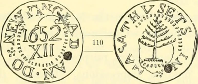 An illustration from The early coins of America and the laws governing their issue : comprising also descriptions of the Washington pieces, the Anglo-American tokens, many pieces of unknown origin, of the seventeenth and eighteenth centuries, and the first patterns of the United States Mint, 1875, leaf 395