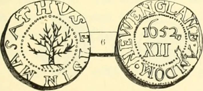 An illustration from The early coins of America and the laws governing their issue : comprising also descriptions of the Washington pieces, the Anglo-American tokens, many pieces of unknown origin, of the seventeenth and eighteenth centuries, and the first patterns of the United States Mint, 1875, leaf 55