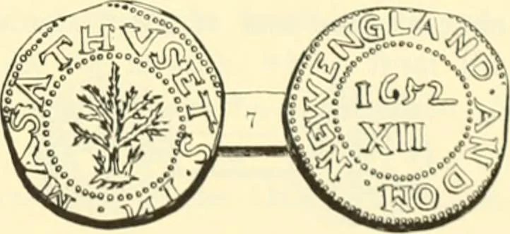 An illustration from The early coins of America and the laws governing their issue : comprising also descriptions of the Washington pieces, the Anglo-American tokens, many pieces of unknown origin, of the seventeenth and eighteenth centuries, and the first patterns of the United States Mint, 1875, leaf 55