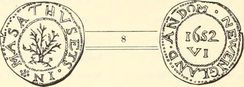 An illustration from The early coins of America and the laws governing their issue : comprising also descriptions of the Washington pieces, the Anglo-American tokens, many pieces of unknown origin, of the seventeenth and eighteenth centuries, and the first patterns of the United States Mint, 1875, leaf 56