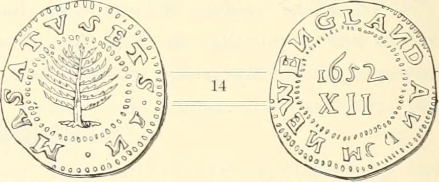 An illustration from The early coins of America and the laws governing their issue : comprising also descriptions of the Washington pieces, the Anglo-American tokens, many pieces of unknown origin, of the seventeenth and eighteenth centuries, and the first patterns of the United States Mint, 1875, leaf 62