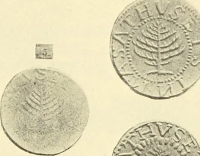 An illustration from The early coins of America and the laws governing their issue : comprising also descriptions of the Washington pieces, the Anglo-American tokens, many pieces of unknown origin, of the seventeenth and eighteenth centuries, and the first patterns of the United States Mint, 1875, leaf 67