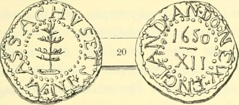 An illustration from The early coins of America and the laws governing their issue : comprising also descriptions of the Washington pieces, the Anglo-American tokens, many pieces of unknown origin, of the seventeenth and eighteenth centuries, and the first patterns of the United States Mint, 1875, leaf 73