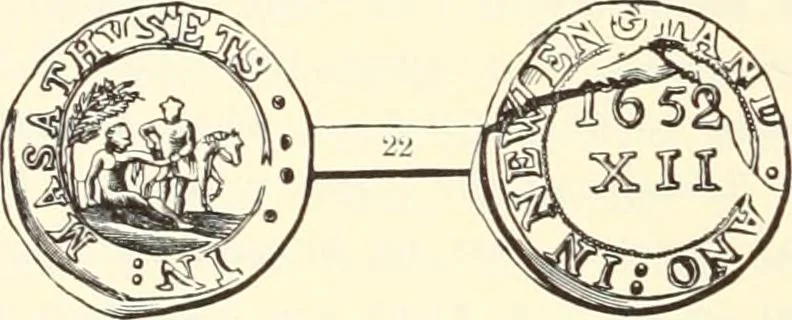 An illustration from The early coins of America and the laws governing their issue : comprising also descriptions of the Washington pieces, the Anglo-American tokens, many pieces of unknown origin, of the seventeenth and eighteenth centuries, and the first patterns of the United States Mint, 1875, leaf 78