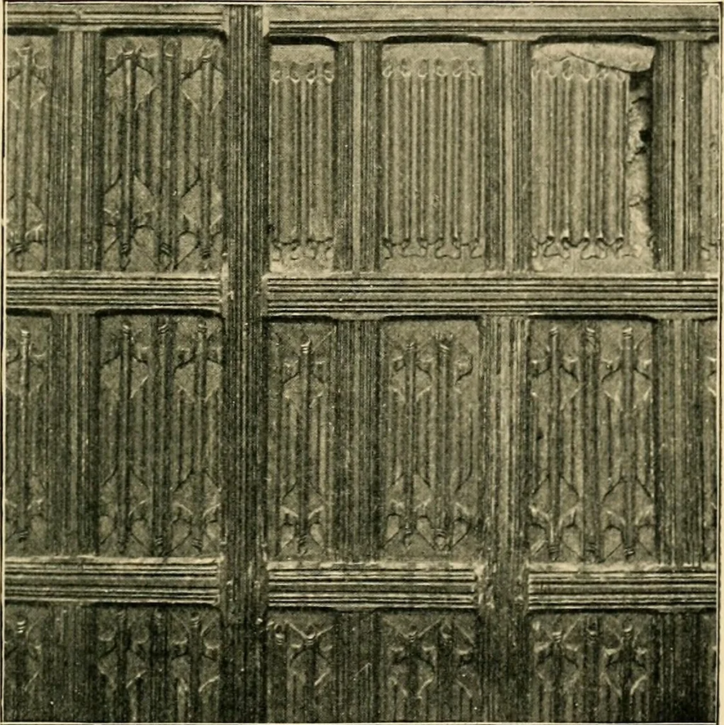 An illustration from Early renaissance architecture in England; a historical & descriptive account of the Tudor, Elizabethan & Jacobean periods, 1500-1625, for the use of students and others, 1901, leaf 105