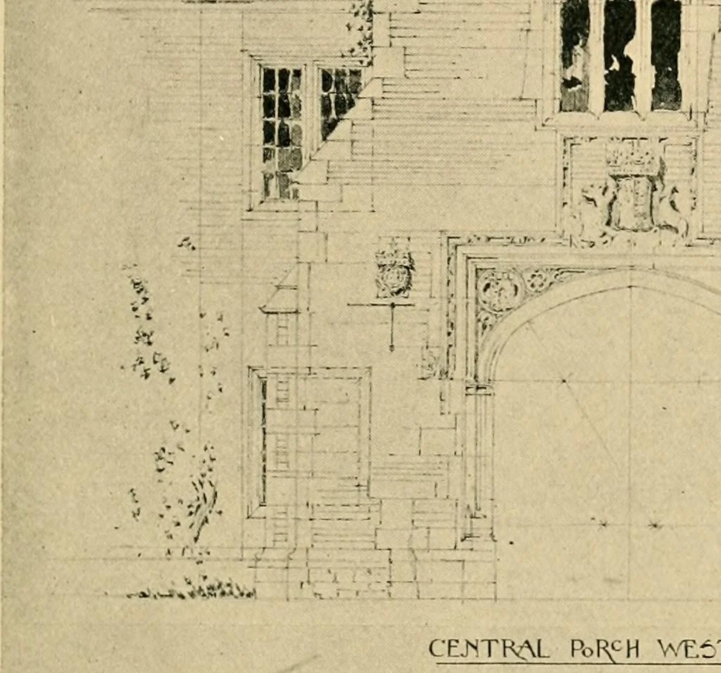 An illustration from Early renaissance architecture in England; a historical & descriptive account of the Tudor, Elizabethan & Jacobean periods, 1500-1625, for the use of students and others, 1901, leaf 107