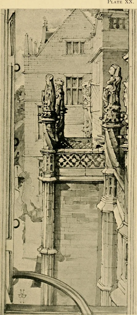 An illustration from Early renaissance architecture in England; a historical & descriptive account of the Tudor, Elizabethan & Jacobean periods, 1500-1625, for the use of students and others, 1901, leaf 137