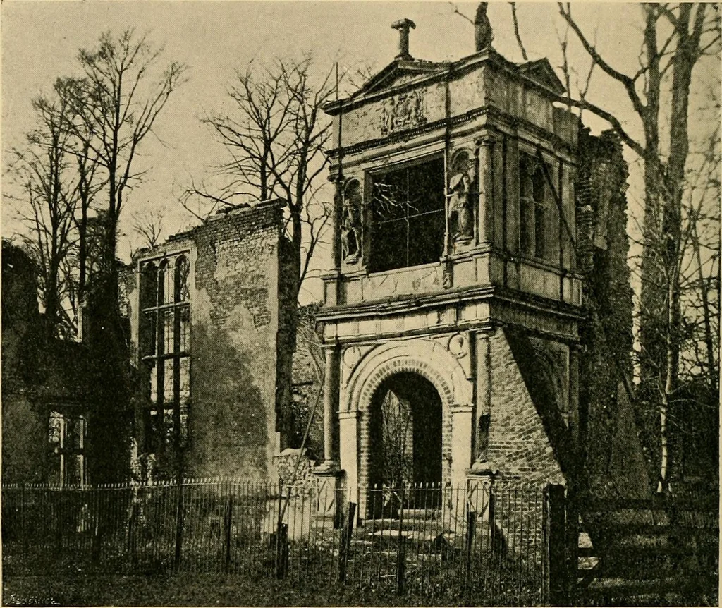 An illustration from Early renaissance architecture in England; a historical & descriptive account of the Tudor, Elizabethan & Jacobean periods, 1500-1625, for the use of students and others, 1901, leaf 166
