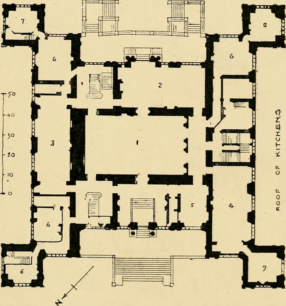 An illustration from Early renaissance architecture in England; a historical & descriptive account of the Tudor, Elizabethan & Jacobean periods, 1500-1625, for the use of students and others, 1901, leaf 179