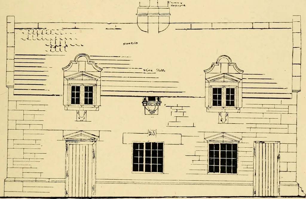 An illustration from Early renaissance architecture in England; a historical & descriptive account of the Tudor, Elizabethan & Jacobean periods, 1500-1625, for the use of students and others, 1901, leaf 217