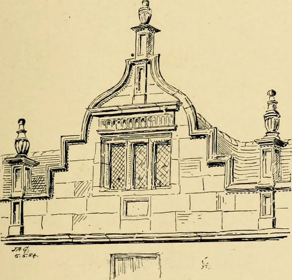 An illustration from Early renaissance architecture in England; a historical & descriptive account of the Tudor, Elizabethan & Jacobean periods, 1500-1625, for the use of students and others, 1901, leaf 221