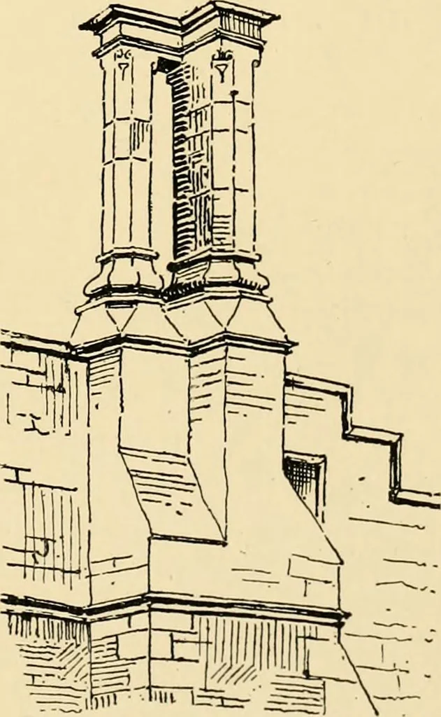An illustration from Early renaissance architecture in England; a historical & descriptive account of the Tudor, Elizabethan & Jacobean periods, 1500-1625, for the use of students and others, 1901, leaf 225