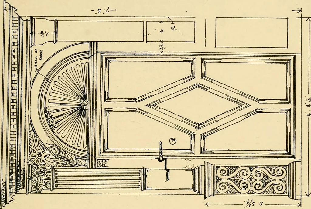 An illustration from Early renaissance architecture in England; a historical & descriptive account of the Tudor, Elizabethan & Jacobean periods, 1500-1625, for the use of students and others, 1901, leaf 299